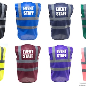 EVENT STAFF Enhanced Visibility Vest - Hi Viz - Hi Viz - Safety Reflective Vest Event Attire Jacket Business Uniform Event Work Charity