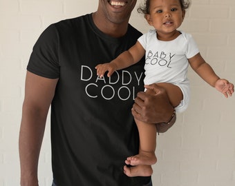 Baby Cool Daddy Cool Dad Baby Matching T-Shirt Bodysuit Father Son Daughter Father's Day Family Shirts Gift For Dad Baby Toddler Kids