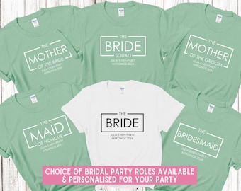 Custom Personalised Hen Party T shirts Bridal Role Mother Of Bride Bridesmaid Team Bride Bridal Shower Shirts Bride To Be Maid of Honour