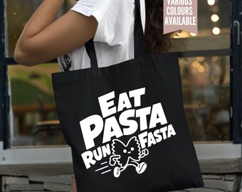 Eat Pasta Run Fasta Tragetasche – Lustiges Laufgeschenk aus Baumwolle – Shopper für Marathonläufer