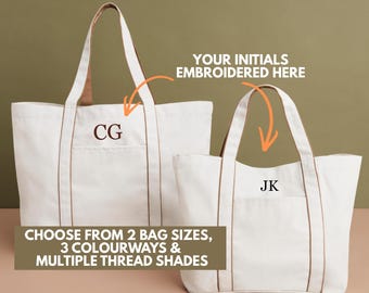 Personalisierte Tragetasche mit Initialen, bestickte Canvas-Tasche, Arbeitstasche, Reisetasche, Sporttasche, Courtside