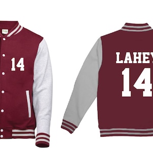 Isaac Lahey 14 Wolf Teen Adult Varsity College Contrast Jacket Hoodie Teenwolf
