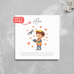 Gepersonaliseerde Vaderdagkaart Dronepiloot Dad Drone Operator-kaart Leuke Cartoon Avgeek Flying-kaart voor papa, kaart voor stiefvader