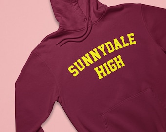 Maroon Sunnydale High School Buffy Style SHS Adult Unisex Hooded Sweatshirt With Print on Front Only Hoodie