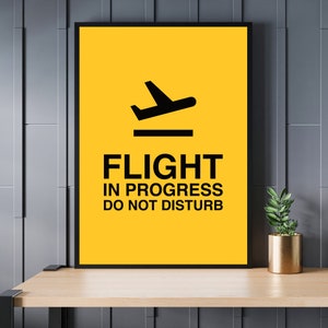 Flight In Progress Do Not Disturb Art Print, Flight Sim, Flying Room, Cockpit Print, Flight Simulator Room, Pilot Art Print, Aviation Print