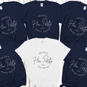 Custom Personalised Hen Party T shirts Bride Squad Bridal Party Shirts Personalised Matching Tribe Bachelorette Hen Tops Bride To Be A4