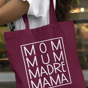 Mom Mum Madre Mama Lightweight Tote Bag, Mum Gift, Mother&#39;s Day, Mum Bag, Mama Bag, Gift For Mum, Mom Gift, Mother&#39;s Day Gift Idea