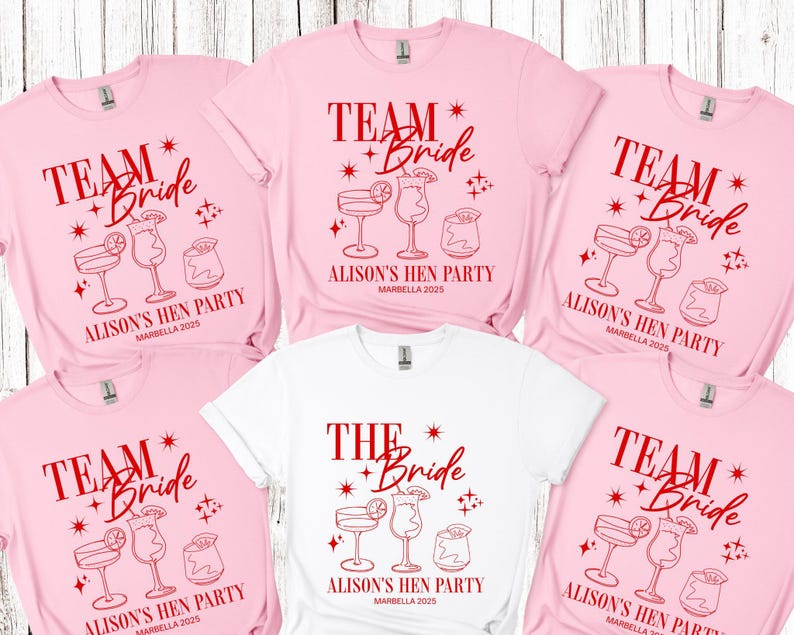 Personalised Hen Party T shirts Team Bride Bridal Party Shirts Personalised Matching Tribe Bachelorette Hen Party Tops Bride To Be Custom image 1