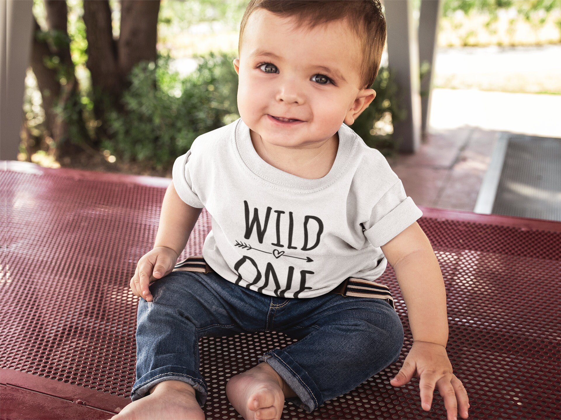 Wild One, 1st Birthday, Infant Baby V-Neck Baseball Raglan T-Shirt in 5 Colors in Sizes 6 Months-24 Months