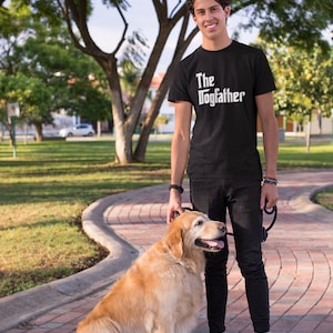 The Dogfather Mens/Adults Novelty Tshirt - Funny Best Dog Dad Ever Awesome Dog Dad Dog Owner Dog Lover