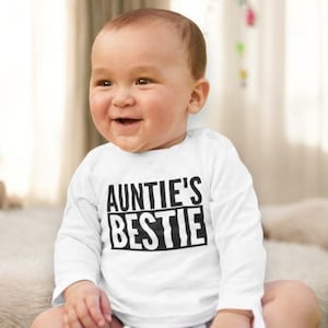 Auntie&#39;s Bestie Baby Toddler Kids LONG SLEEVE T-shirt Gift Party Child Christmas Gift from Auntie Aunt Niece Nephew