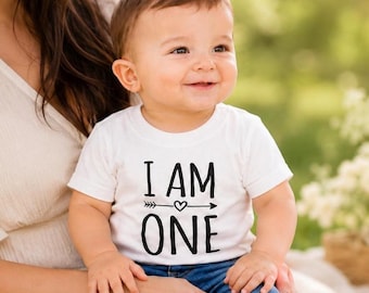 1st Birthday T-Shirt I Am One | Cotton Cake Smash Outfit Kids Short Sleeve Unisex