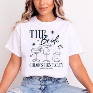Gepersonaliseerde T-shirts vrijgezellenfeest Team Bruid Bruidsfeest Shirts Gepersonaliseerde bijpassende Stam Vrijgezellenfeest Tops Bride To Be Custom Bride (Navy Text)