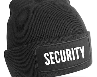 SICHERHEIT Unisex Erwachsene Patch Beanie Hut Winter Outdoor Nacht Acryl Festival Türsteher Türsteher Uniform Arbeit Wachoffizier