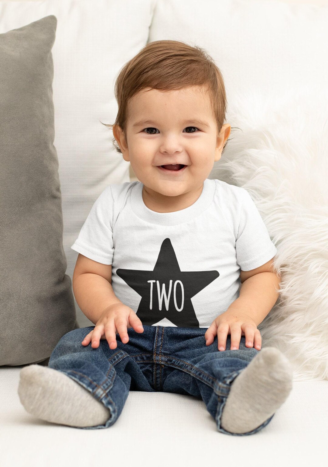 Two Unisex Kids T-shirt STAR Birthday 2nd Birthday Gift Party Child ...