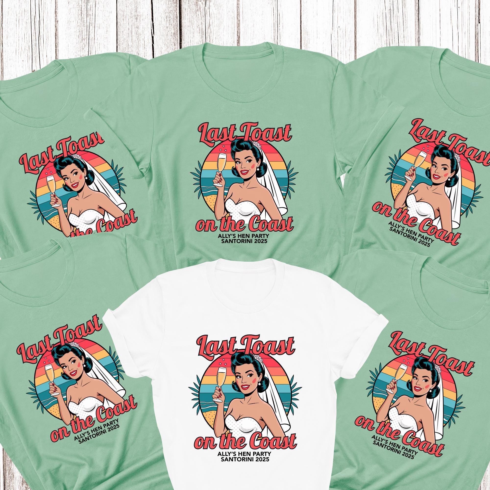 パーソナライズされたヘンパーティーTシャツ、ラストトーストオンザ 