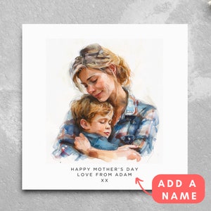 Carte de fête des mères personnalisée de fils mignon prénom personnalisé personnalisé fils à maman mère maman maman homme garçon DES2