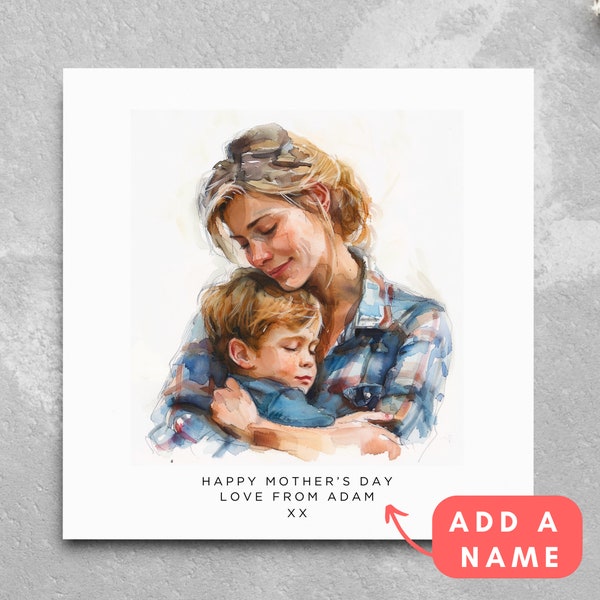 Personalised Mother's Day Card From Son Cute Custom Personalized Name Son To Mum Mother Mom Mommy Mummy Man Boy DES2