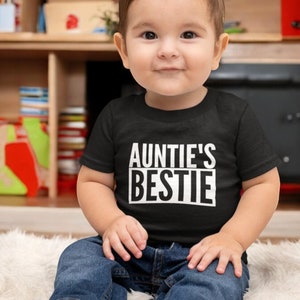 Auntie's Bestie Baby Toddler Kids T-shirt Tee Gift From Aunt New Baby Relative Niece Nephew