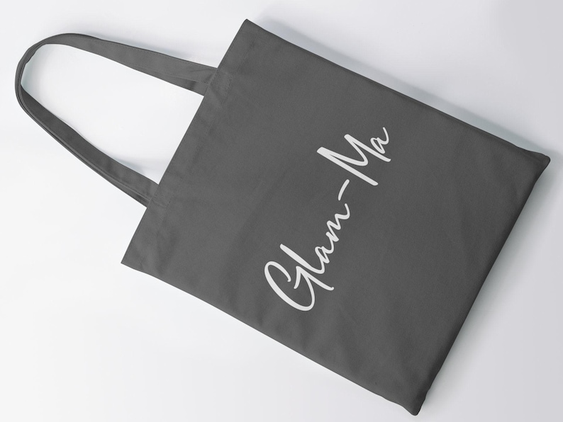 Glam-Ma Grandma Lightweight Cotton Tote Bag Gran Granny Tote Gift Nanny Nan Nana Nanna Grandparent Gift Grey