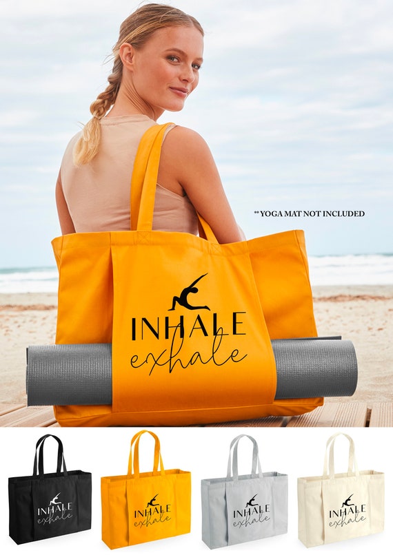 Inhale Exhale Organic Yoga Tote Bag, Yoga Bag, Yoga Mat Bag