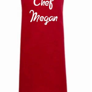 Personalised Kids Childrens Chef Name Apron Baking Cooking Novelty Gift Child Personalized Custom Baking Cookery Fan Red - White Text