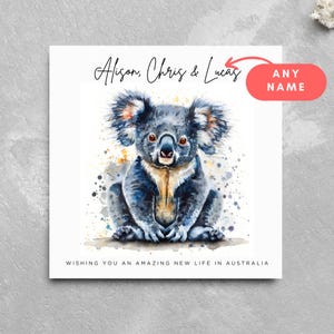 Personalised Name Emigrating Card Moving To Australia Koala Moving Abroad Card Leaving Card Moving Good Luck Oz Bon Voyage Australia Card