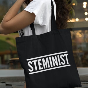 ステミニスト 軽量コットントートバッグ 科学分野の女性研究 物理学 数学 学生 科学者 エンジニア 女性へのギフト STEM技術分野の女性