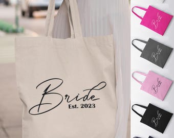 Draagtas bruid gepersonaliseerd jaar datum vrijgezellenfeest vrijgezellenfeest huwelijksreis herbruikbare tas bruid aanstaande vrouw bruidsfeest vrijgezellenfeest