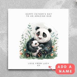 Personalisierte Vatertagskarte, Karte von Sohn, Tochter, Karte für Papa, Vatertag, niedliche Panda-Karte, niedlicher personalisierter Name