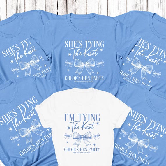Personalised Hen Party T shirts Tying The Knot Bridal Party Shirts Personalised Matching Bachelorette Hen Party Tops Bride To Be Custom