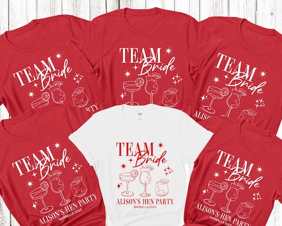 Personalised Hen Party T shirts Team Bride Bridal Party Shirts Personalised Matching Tribe Bachelorette Hen Party Tops Bride To Be Custom