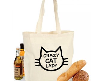 Crazy Cat Lady Tote Bag - Cat Lover Bag, Cat Lover Gift, Crazy Cat Lady Gift, Cat Mom Bag, Cat Tote Bag, Cat Mum Bag, Crazy Cat Lady Bag