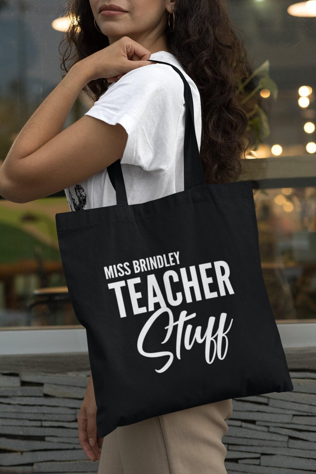 Personalised Name Teacher Stuff Lightweight Cotton Tote Bag ...