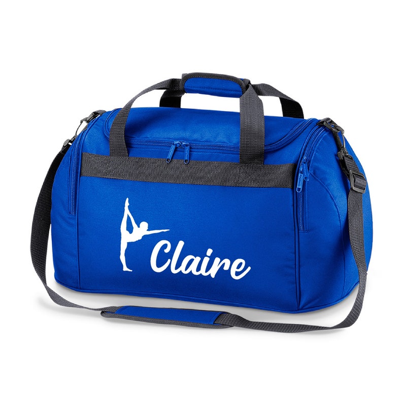 Personalised Name Gymnast Sports Holdall Bag School Dance Girls Gymnastics Gym Sport Fitness Dance Class Kit Storage Gym Class Royal Blue