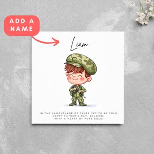 Personalisierte Vatertagskarte Soldat Armee Unteroffizier Militär Vater Stiefvater Familie Lustige Karte Cartoon Armee