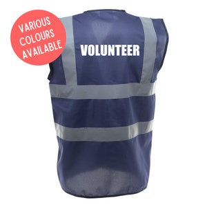 VOLUNTEER Enhanced Visibility Vest - Hi Viz - Hi Viz - Safety Reflective Vest Event Attire Jacket Cover Business Uniform Event Work Charity