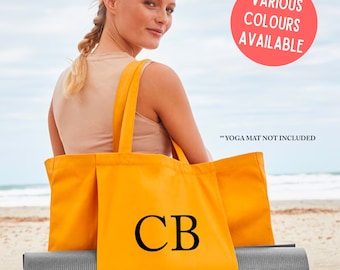 Personalisierte Anfangsmonogramm Bio Yoga Einkaufstasche, Benutzerdefinierte Yoga Tasche, Yogamatte Tasche, Pilates Tasche, Meditationstasche