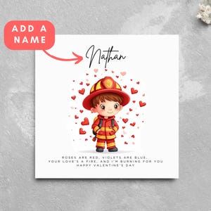 Personalisierte Valentinstag Karte Feuerwehrmann Partner Mann Freund Partner Karte Niedliche Cartoon Feuerwehr Valentine Feuerwehr Mann Feuerwehroffizier