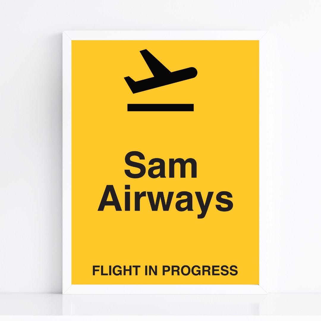Personalised Flight Sign, Pilot Sign, Flying Room, Cockpit Print ...