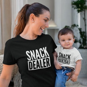 Snack Dealer Snack Stealer T-Shirt Adult Parent Child Sibling Father Son Mum Daughter Baby Toddler Kids