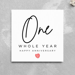 Eenjarig jubileumkaart, een heel jaar voor vriend, 1 jaar jubileum, jubileumkaart man, vrouw jubileumkaart, 1 jaar