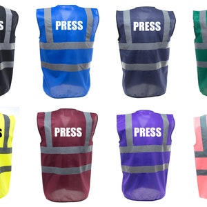 Press Enhanced Visibility Vest - Hi Viz - Hi Viz - Safety Reflective Vest Event Attire Jacket Cover Business Uniform Waistcoat Journalist