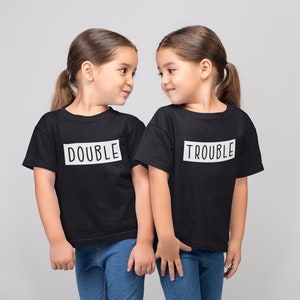 Double Trouble Unisex Kids T-Shirt Friend Sibling Twins Brother Sister Best Friends BFFs