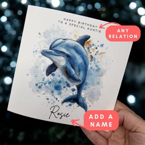 Personalised Dolphin Birthday Greeting Card, Card For Friend or Relative, Dolphin Lover Card, Marine, Aquatic Card, Sealife Card