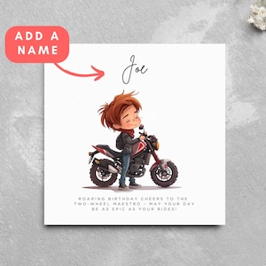 Personalisierte Geburtstagskarte Partner Frau Mann Freund Motorrad-Liebhaber Motorrad Auto Karte Niedliche Cartoon-Auto-Karte Petrolhead Fahrradfreund