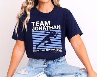 Personalised Marathon Support Crew T-Shirt | Custom Team Name And Year Retro Running Tee