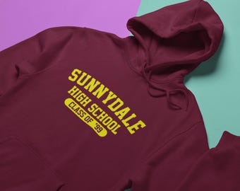 Sudadera con capucha unisex para adultos de la promoción del 99 del instituto Sunnydale. Sudadera con capucha de Buffy, vampiros, del instituto Sunnydale, California.