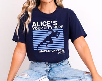 Personalised Running Marathon Support Crew T-Shirt | Custom Team Name and Location Retro Running Tee