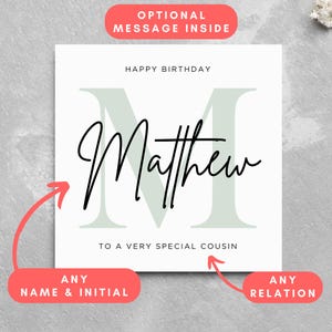 Personalisierte Name Geburtstagskarte Initial personalisierter Name Geburtstag Mädchen Jungen Name Baby Girl Benutzerdefinierte Name Monogramm Grußkarte